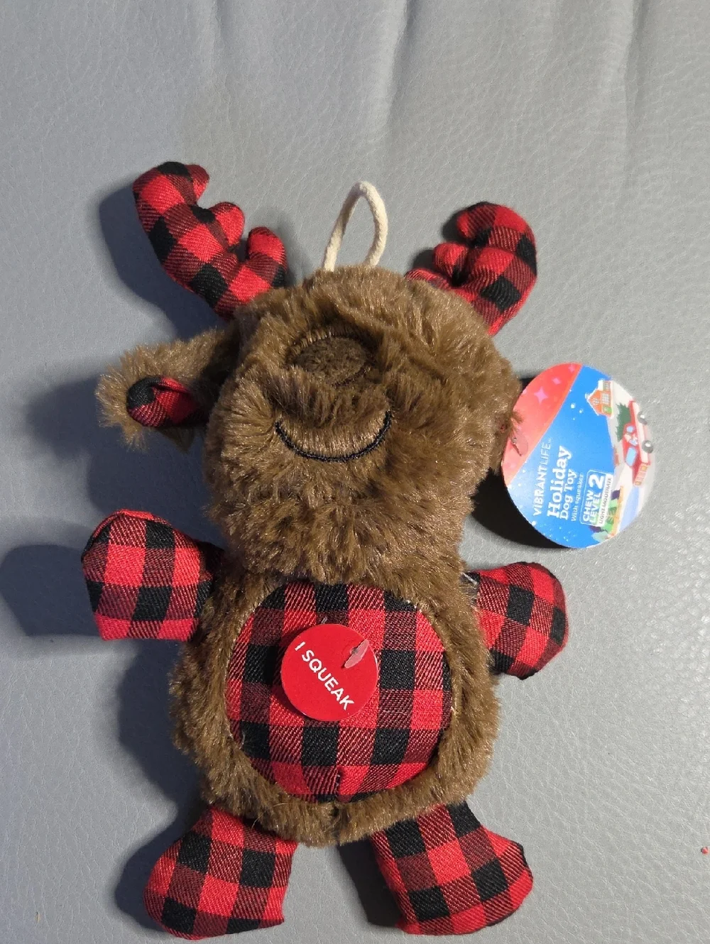 Holiday Plush Dog Toys - Red, Brown, Green